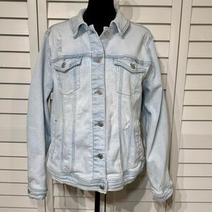 Ava & Viv Light Wash Denim Jacket • Women’s 1X • Stretch Jean Jacket
